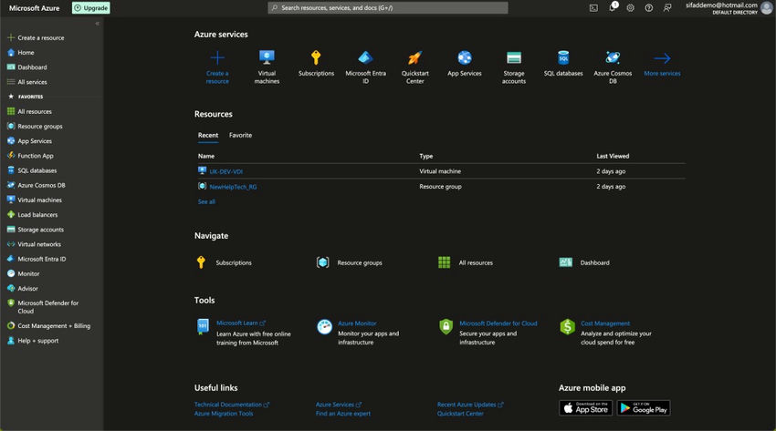 Microsoft Azure portal